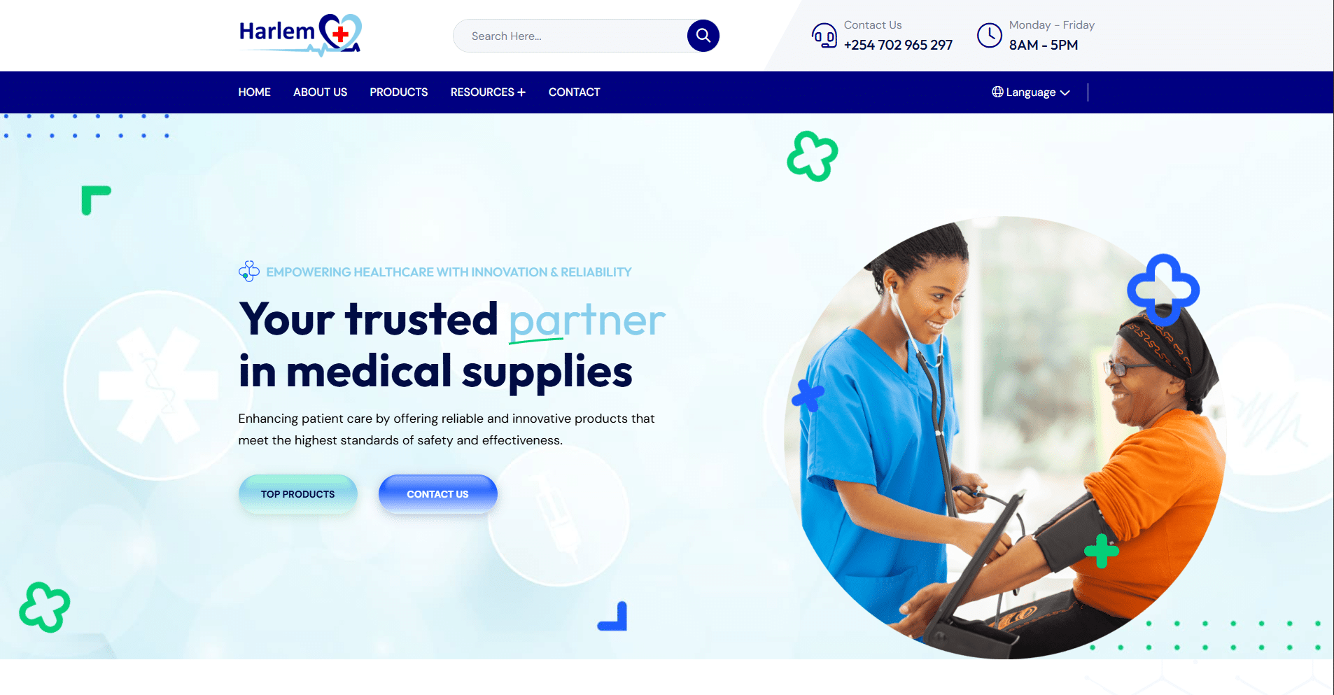 New Harlem Healthcare website with enhanced user interface and SEO features.