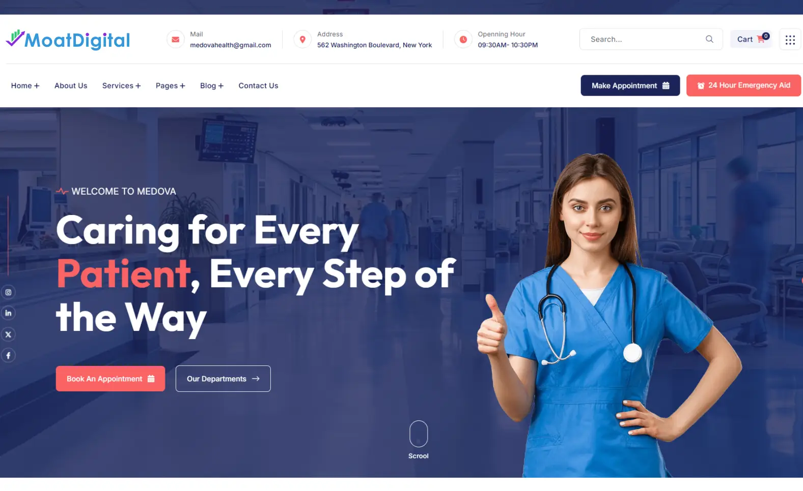 Healthcare web design Kenya by Moat Digital showing medical websites and HIPAA-compliant web development for hospitals and clinics in Nairobi