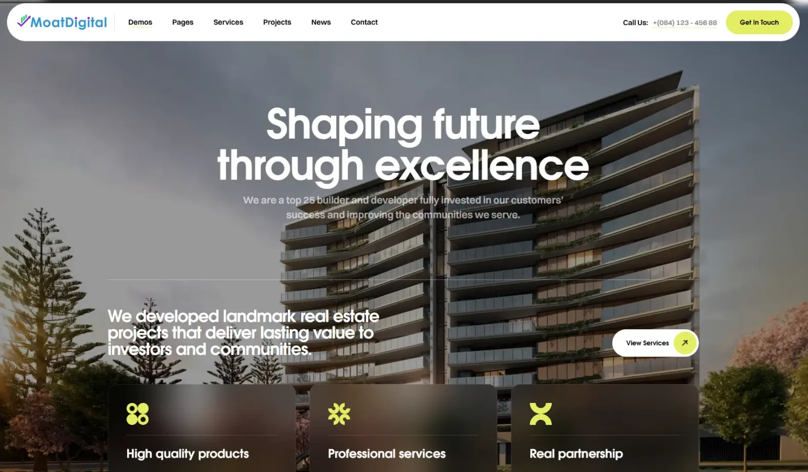 Real estate web design Kenya by Moat Digital showing property websites and real estate web development with virtual tours for property agents in Nairobi