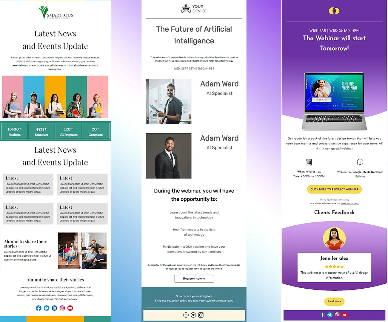 Educational email design examples showing content newsletter email templates and thought leadership email marketing designs for Kenya businesses