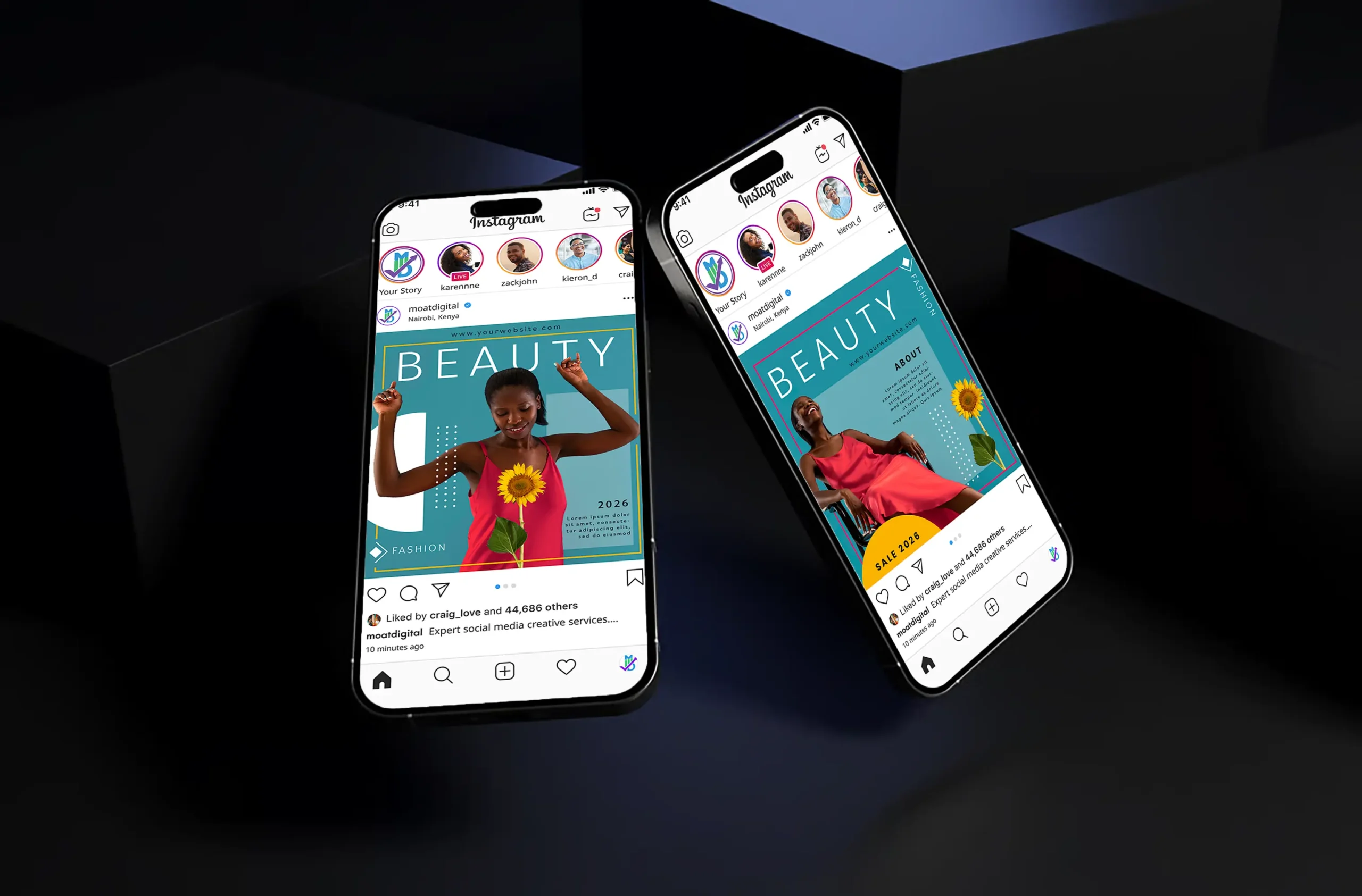 Social media creative for Kenyan fashion & beauty brands by Moat Digital