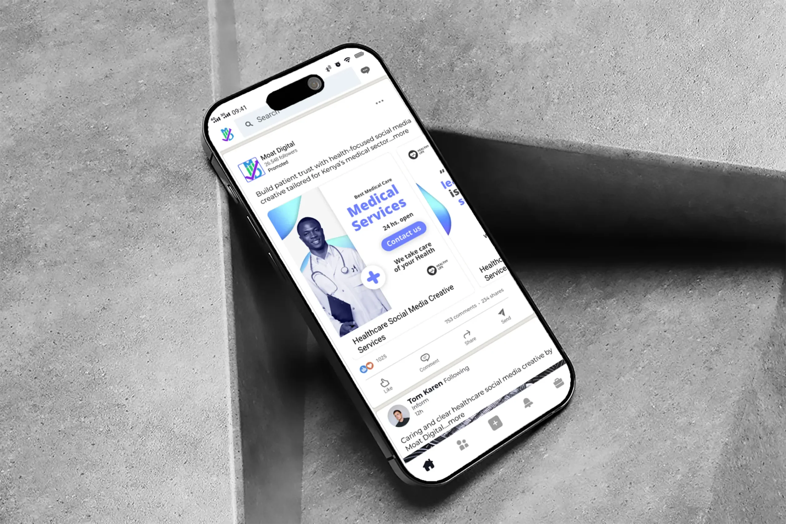 Social media creative for healthcare in Kenya by Moat Digital