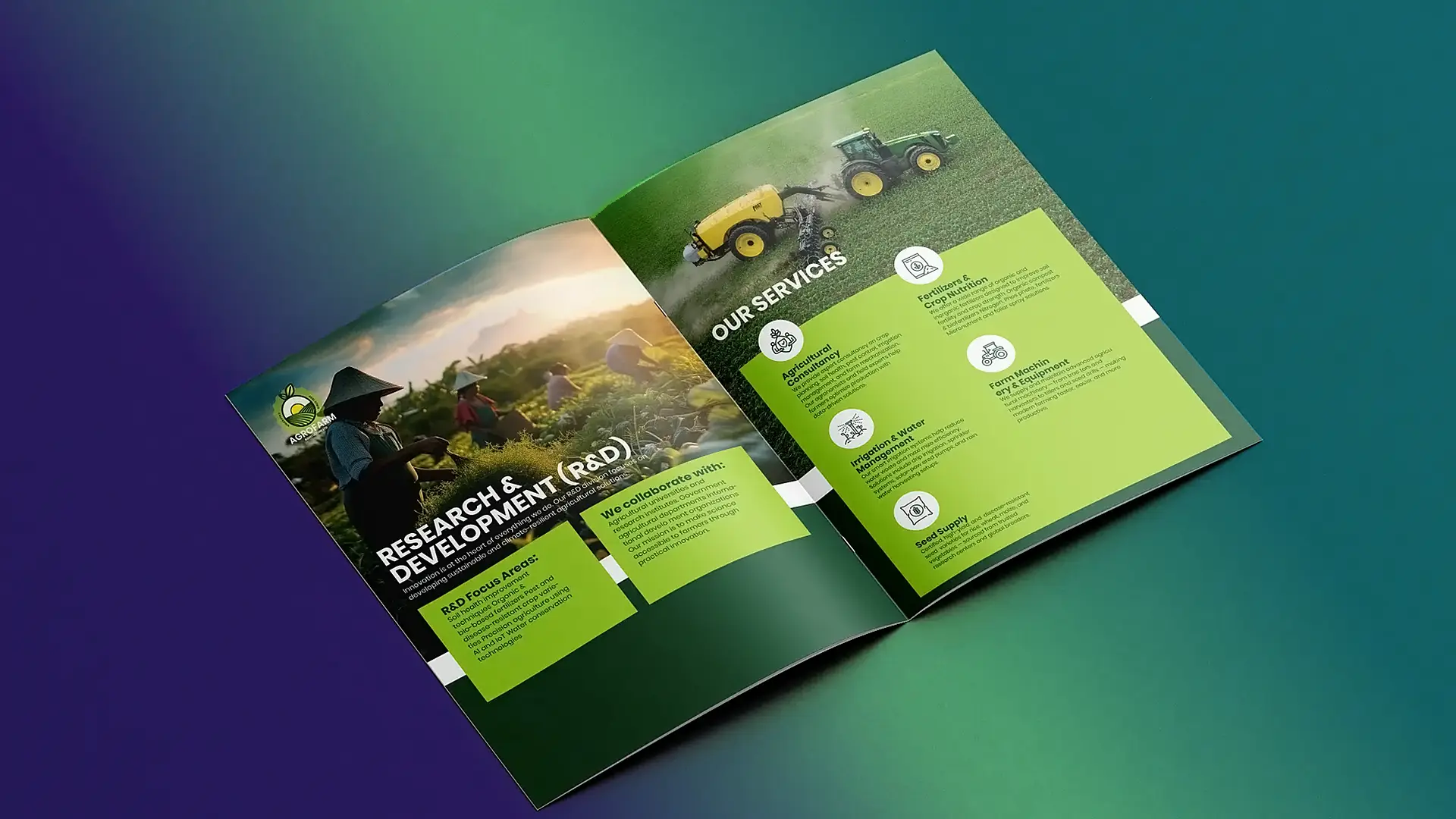 Agriculture print design Kenya featuring agribusiness product catalogs and farming brochures for Nairobi agricultural companies