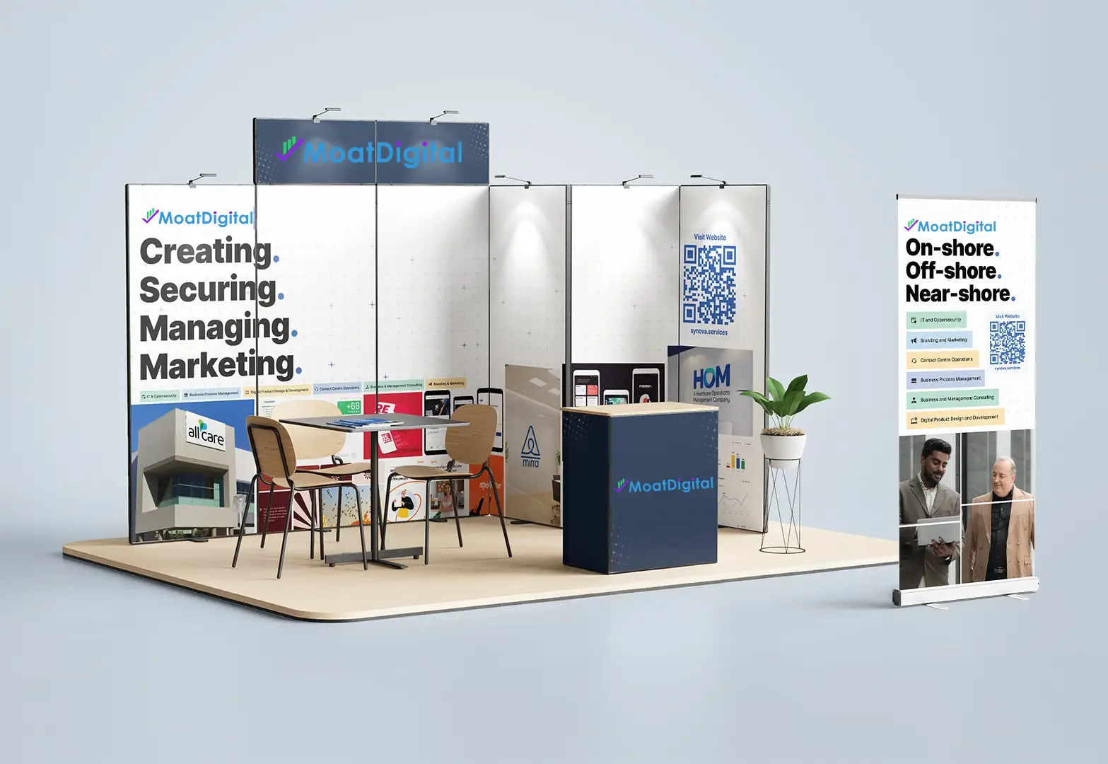 Event collateral design Kenya by Moat Digital featuring custom banners, trade show stands, flyers, and conference materials for professional events