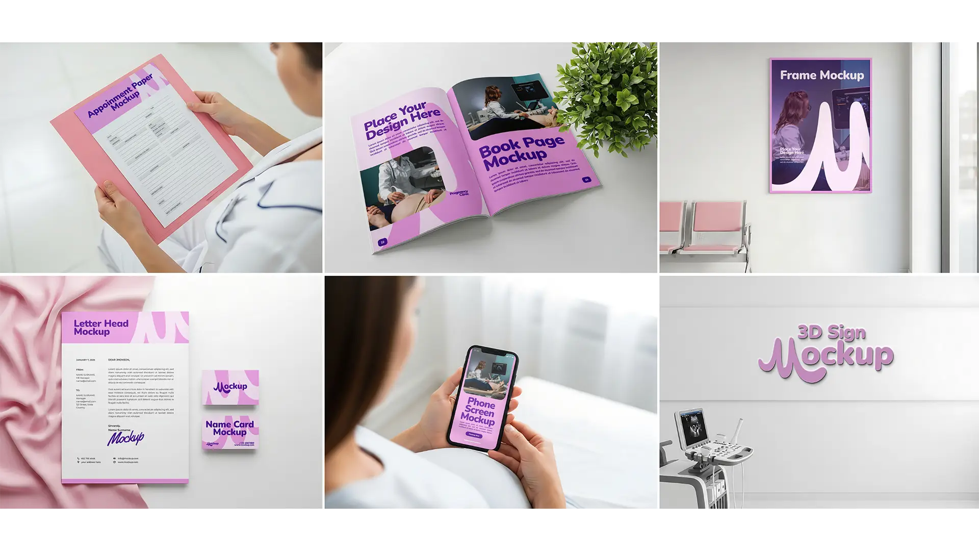 Healthcare print design Kenya by Moat Digital showing patient brochures, appointment cards, medical signage, and practitioner business card design