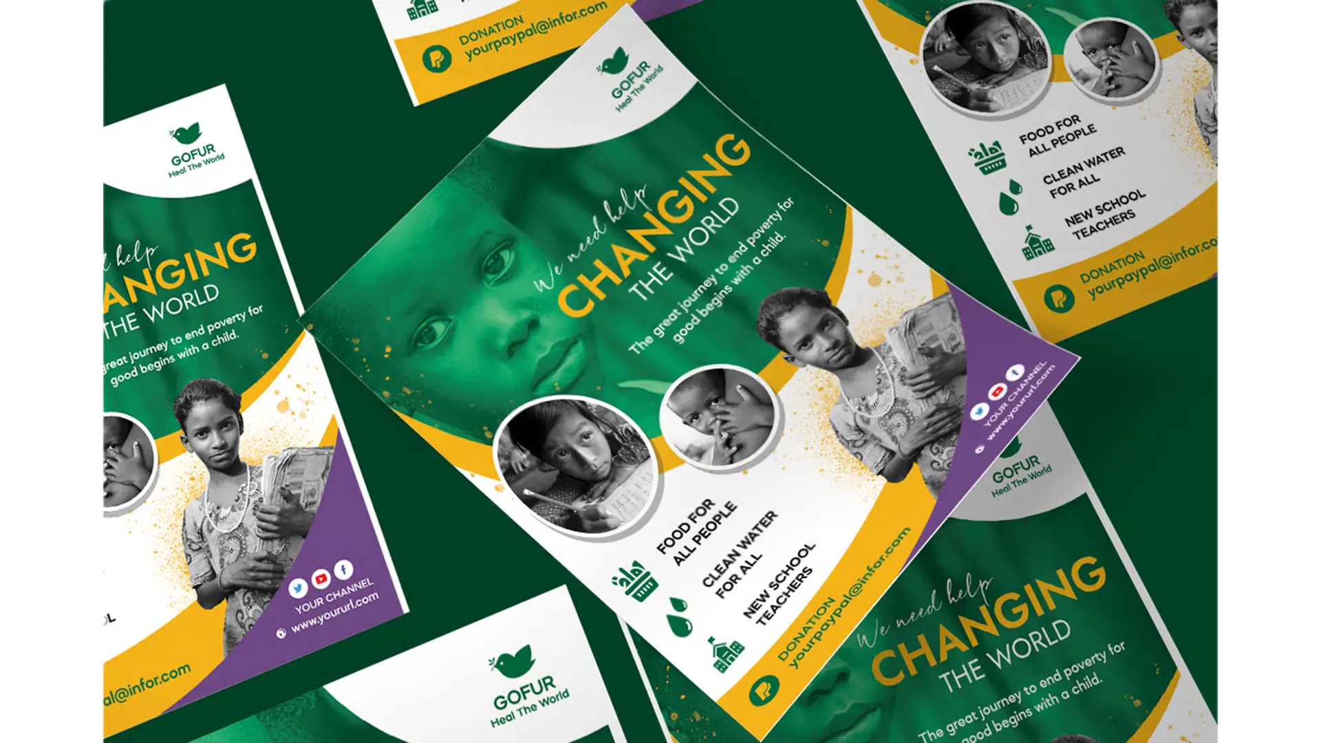 Non-profit print design Kenya by Moat Digital for fundraising showing donor brochures, event invitations, annual reports, and impact materials